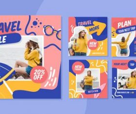 Instagram design travel card vector