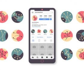 Instagram icons for application design abstract drawn vector