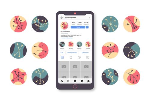 Instagram icons for application design abstract drawn vector