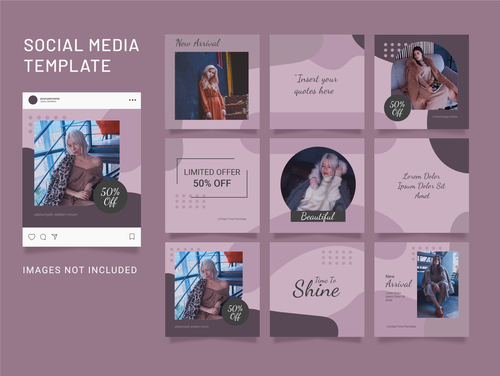 Instagram puzzle feed fashion women template vector