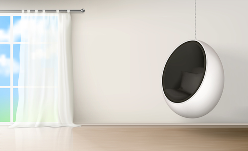 Interior hanging chair design vector