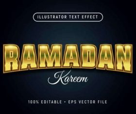 Islamic holiday font text style effect vector