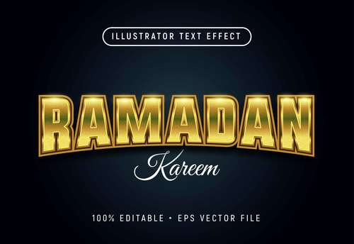 Islamic holiday font text style effect vector
