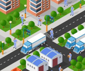 Isometric 3d illustration vector of houses and streets