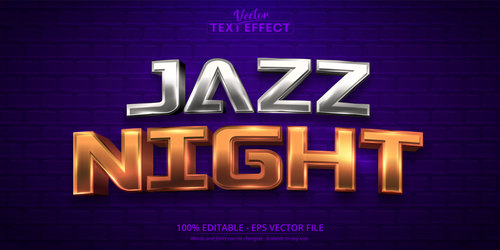 Jazz night editable font text design vector