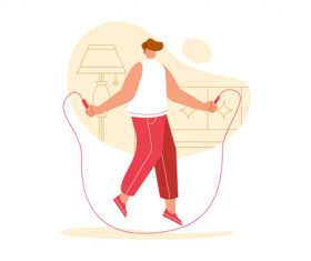 Jumping rope sport cartoon illustration vector