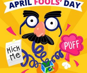 Kick me puff fools day cartoon vector