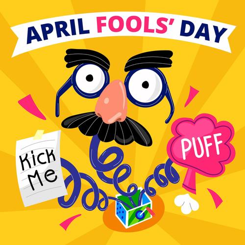 Kick me puff fools day cartoon vector