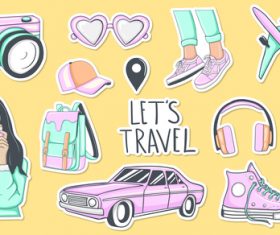 Lets travel sticker vector