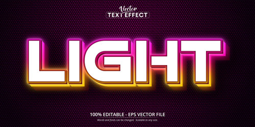 Light editable font text design vector