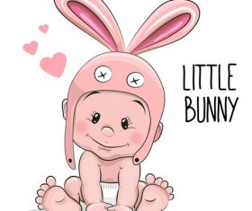 Little bunny cartoon illustration vector
