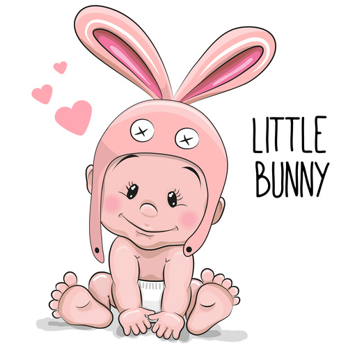 Little bunny cartoon illustration vector