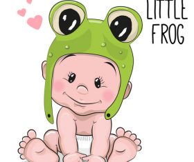 Little frog cartoon illustration vector