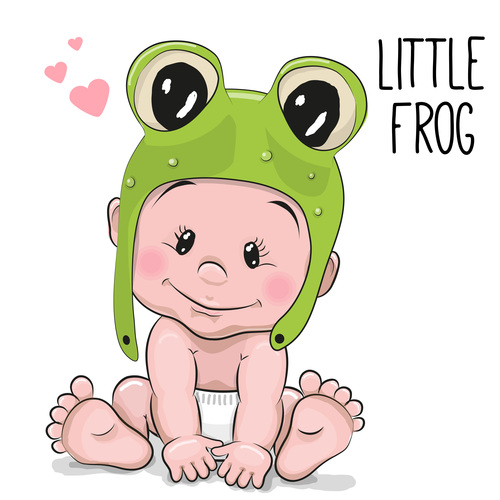 Little frog cartoon illustration vector