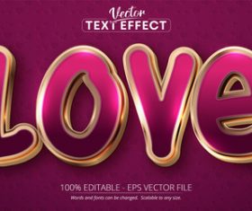 Love editable text effect vector