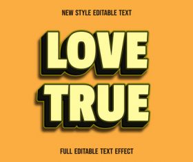 Love true editable text effect vector