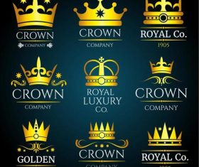 Luxury crown vintage monogram logos set vector