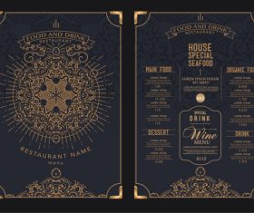 Luxury restaurant menu card vector