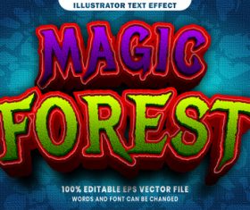Magic forest 3d editable text style effect vector