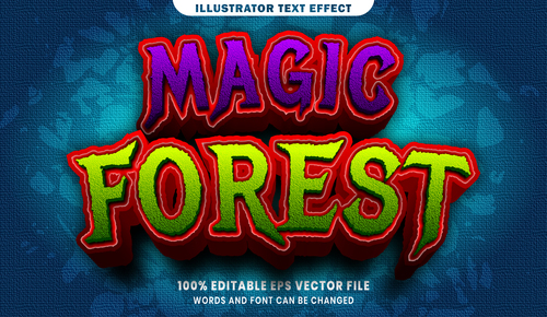 Magic forest 3d editable text style effect vector