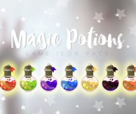 Magic potions game icon pack vector