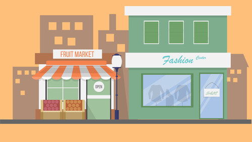 Market illustration background vector free download