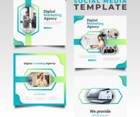 Marketing agency social media template vector