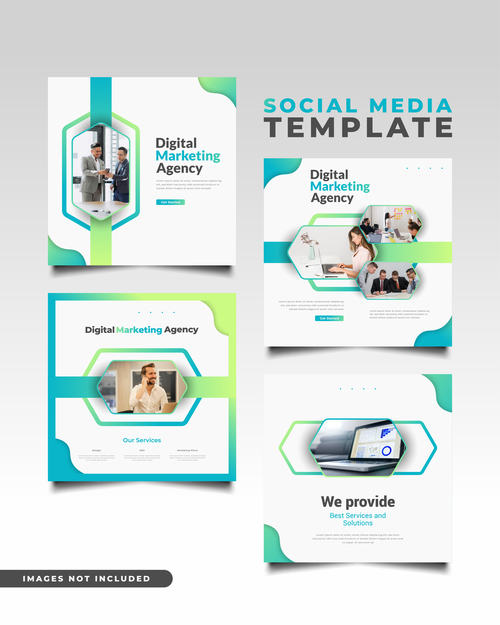Marketing agency social media template vector