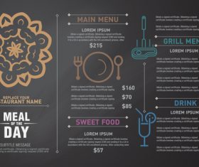 Meal of the day menu card vector