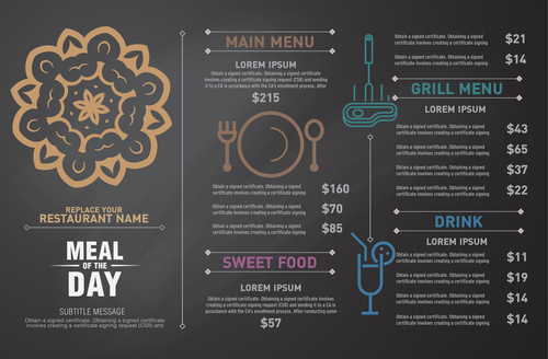 Meal of the day menu card vector