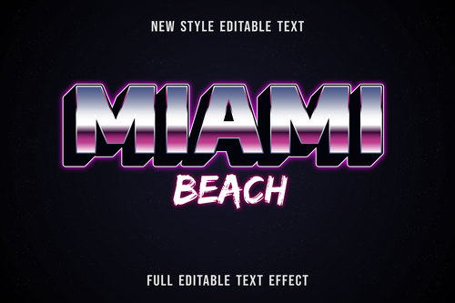 Miami beach editable text effect vector
