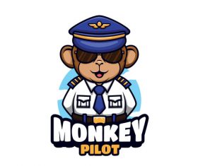 Monkey pilot cartoon vector