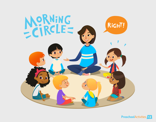 Morning circle cartoon illustration vector