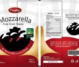 Mozzarella packaging design vector