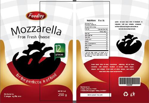 Mozzarella packaging design vector