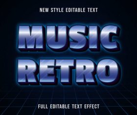 Music retro editable text effect vector