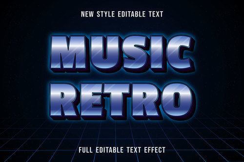 Music retro editable text effect vector