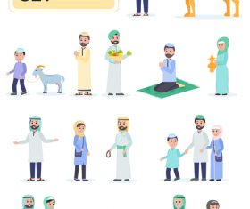 Muslims flat people characters vector