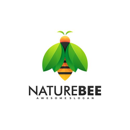 Naturebee bee logo vector