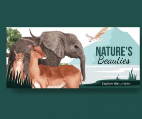 Natures beauties template billboard watercolor illustration vector