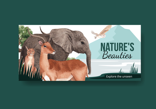 Natures beauties template billboard watercolor illustration vector