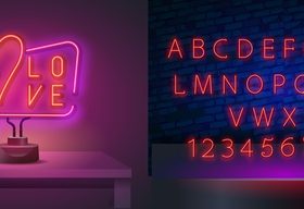 Neon style font background vector
