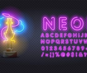 Neon style logo and font background vector