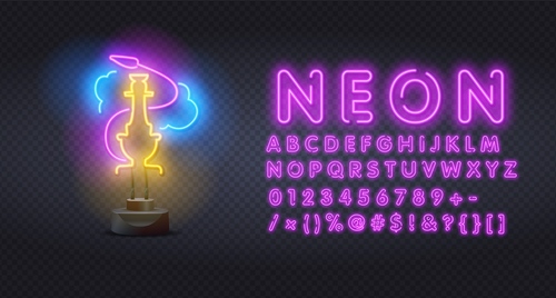 Neon style logo and font background vector