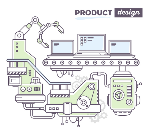 Notebook production business concept vector