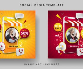 Online store social media template design vector
