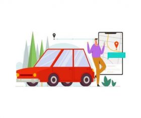 Online taxi driver illustration vector