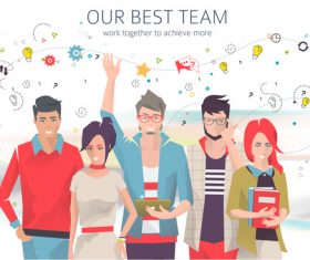 Our best team cartoon illustration vector
