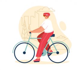 Outdoor cycling cartoon illustration vector