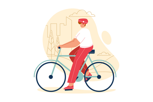 Outdoor cycling cartoon illustration vector